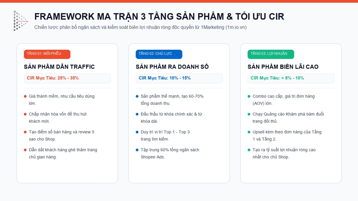 Shopee Ads 3-Tier Product Allocation Matrix by 1Marketing