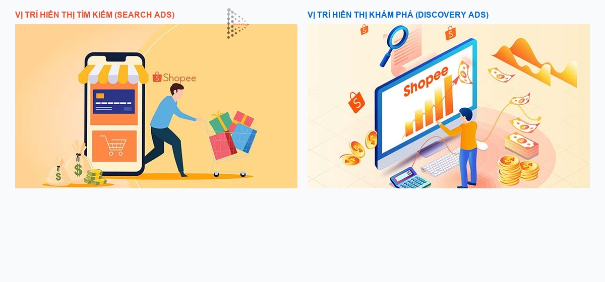 Examples of Search and Discovery ad placements in Shopee mobile app
