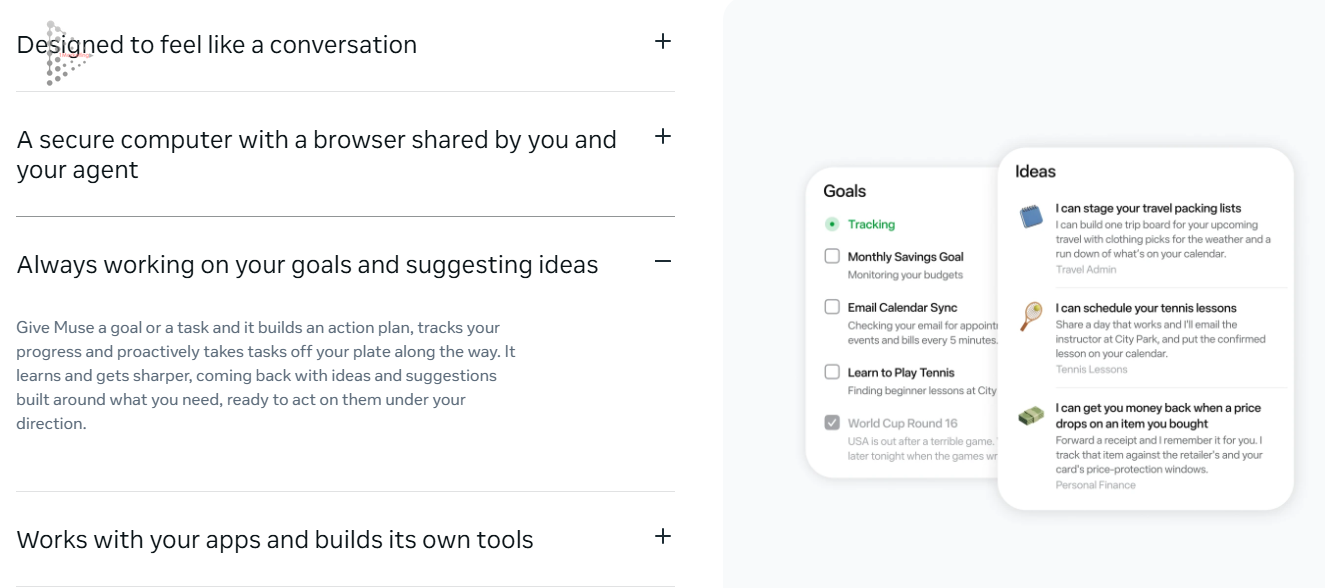 Proactive goal tracking and intelligent suggestions framework in Muse AI