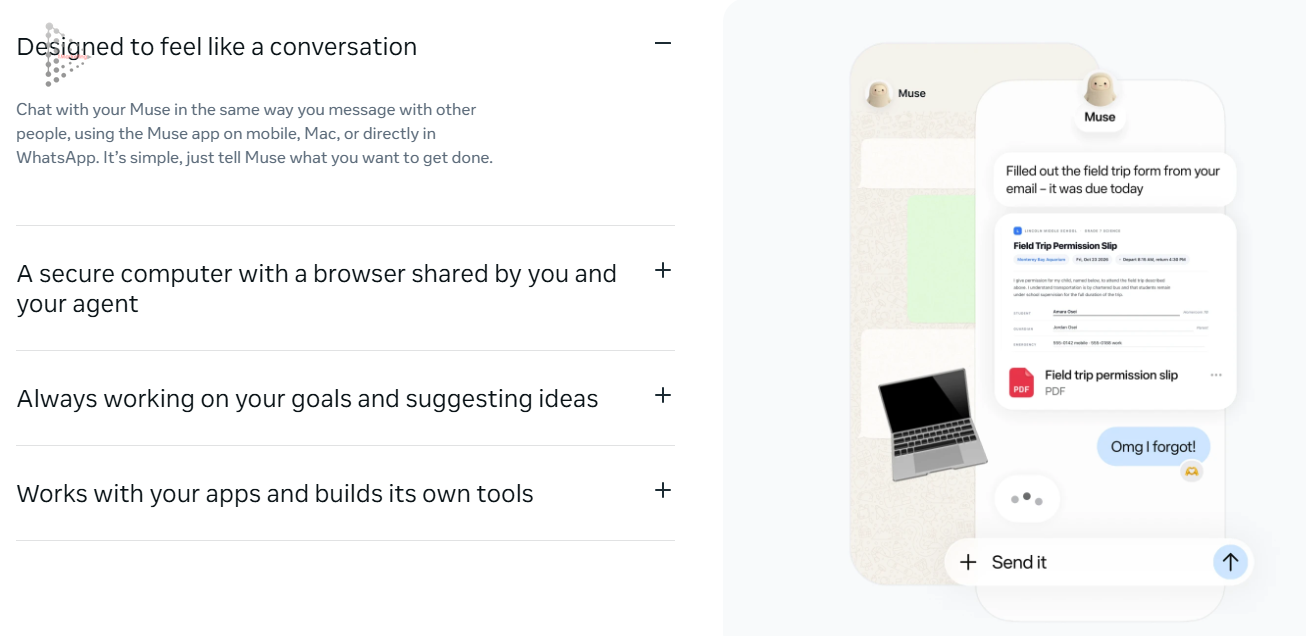 Natural conversational task delegation with Muse AI