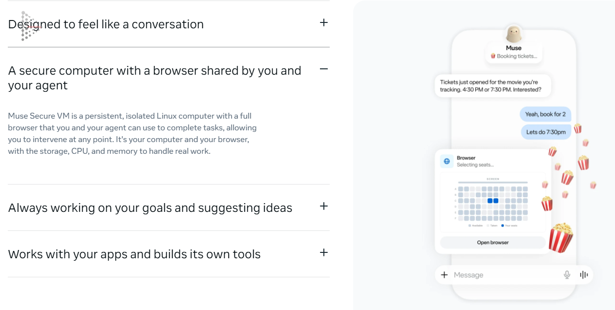 Muse Secure VM isolated virtual machine architecture featuring shared browser interface
